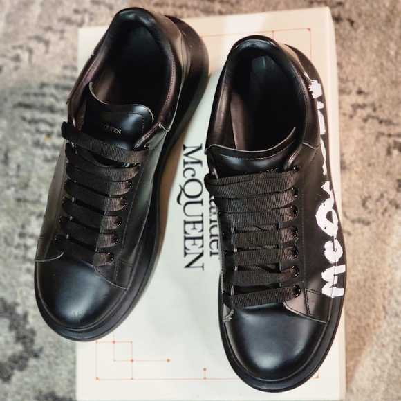 Alexander McQueen Black and White Graffiti Sneakers - Picture 5 of 5